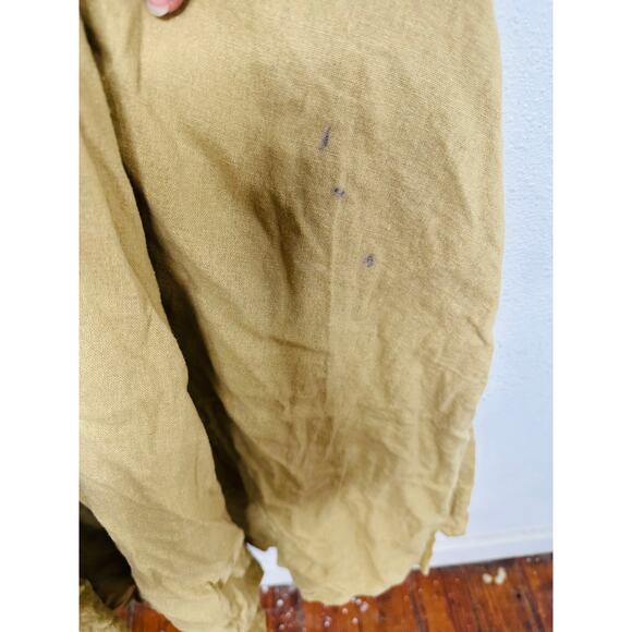 TOCCIN Women's Brown Khaki Square Neck Ruched Bodice Tie Waist Midi Dress Size 8 - Picture 12 of 16